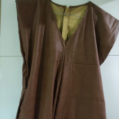 One-piece jumpsuit used, brown faux leather, one size