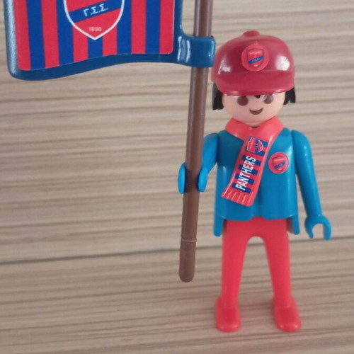Playmobil Panionios Fan Figure like new with flag and scarf