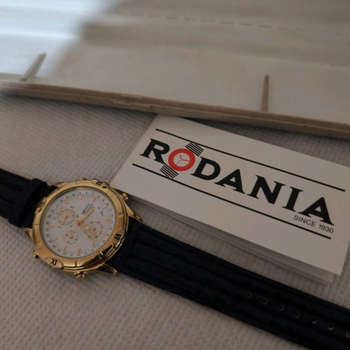 Ρολόι Rodania χρονογράφος με αλαρμ ροζέ χρυσό unisex καινούργιο 40μμ