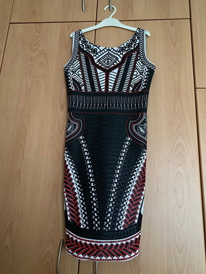 BSB mini dress with pattern like new, black and red, XS