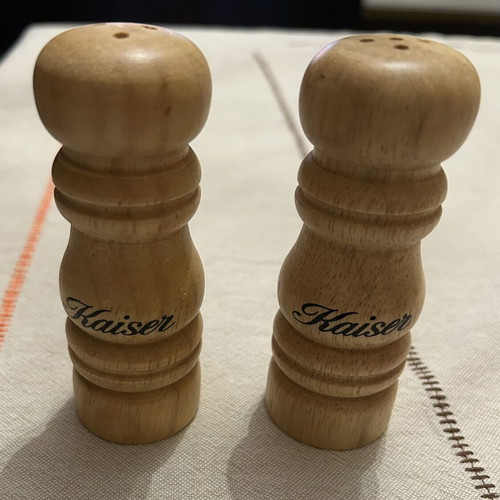 Kaiser wooden salt and pepper set new in packaging