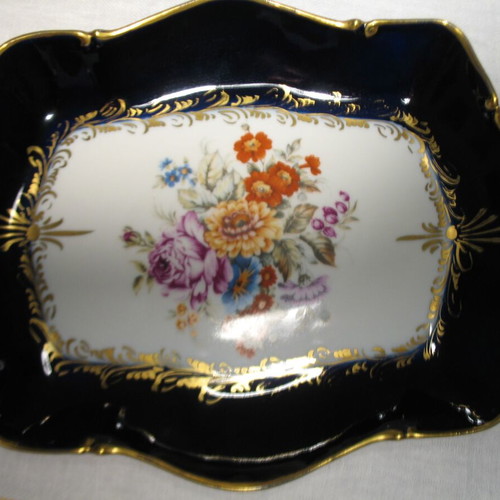 Limoges porcelain platter like new, painted with Cobalt Blue
