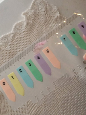 Multicolored pastel bookmarks used