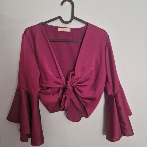 Satin crop blouse like new, purple, one size