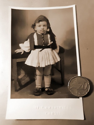 Vintage photograph Tsoliadaki with embossed N. Lambrinides stamp like new