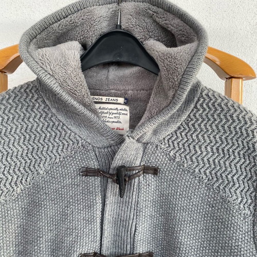 Knitted cardigan with fleece lining like new, gray, size XL