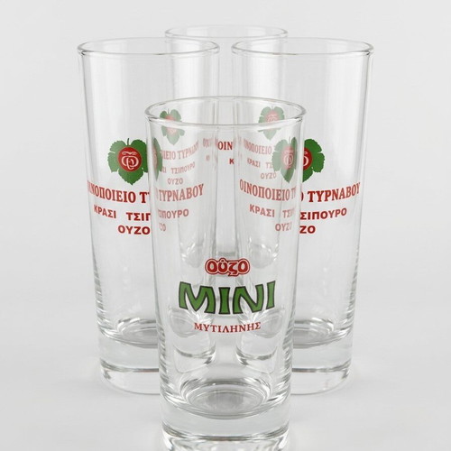 Set of 5 glass glasses like new, ideal for wine and ouzo