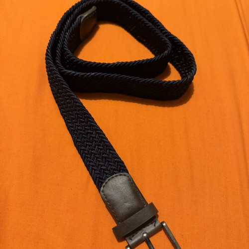 Men's knitted belt dark blue new, adjustable