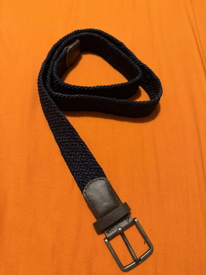 Men's knitted belt dark blue new, adjustable