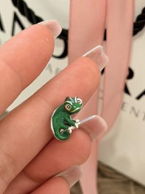 Pandora Disney chameleon charm, green and silver, 925