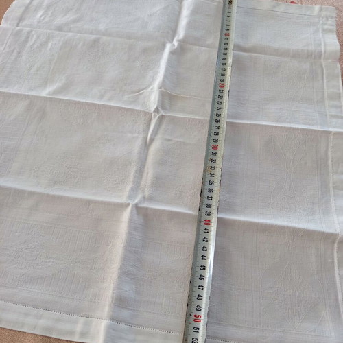 Set of 10 white handmade dinner napkins 53x53 cm