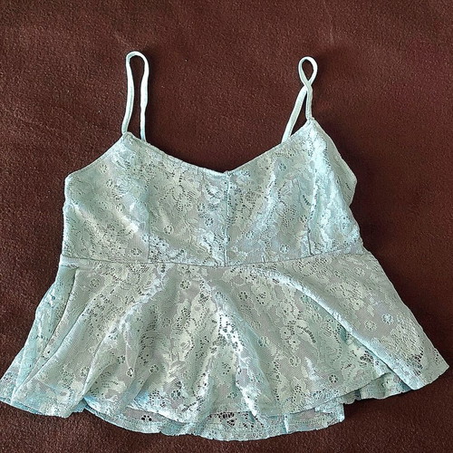 Bershka lace top, mint green, size Medium