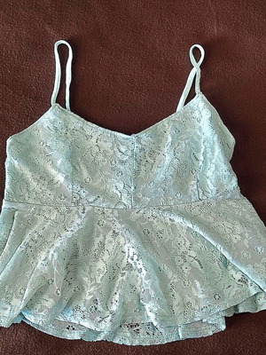 Bershka lace top, mint green, size Medium