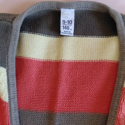 Zara knitted cardigan cotton for 9-10 years like new, multicolor