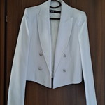 Zara women's white short jacket with shoulder pads