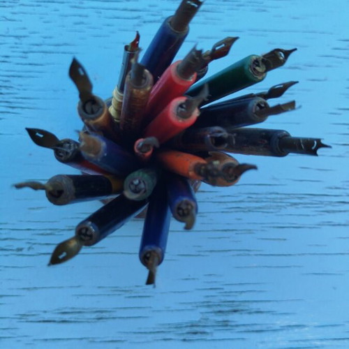 Pens with penholders used, set of 25 pieces