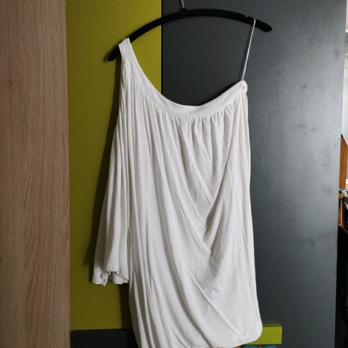 ZigZag asymmetric women's dress used, size M/L, white