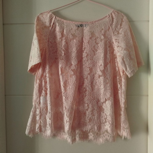 Amy's summer blouse with lace, pink, size M