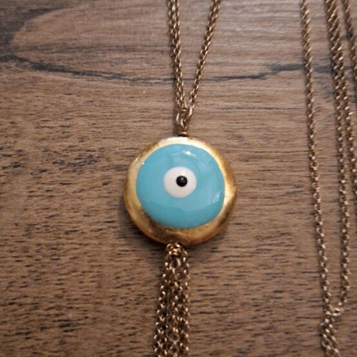Gregio Evil Eye Necklace 925 Silver Gold Plated Like New