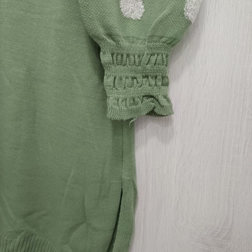 Knitted dress with unique sleeve, green, size M