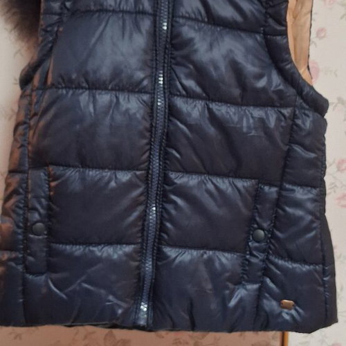 Tiffosi sleeveless vest with fur hood, blue, size 5-6 years