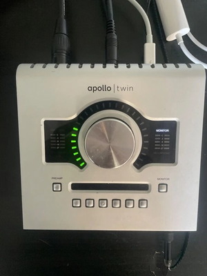 UAD Apollo Twin audio interface used with plugins and cables