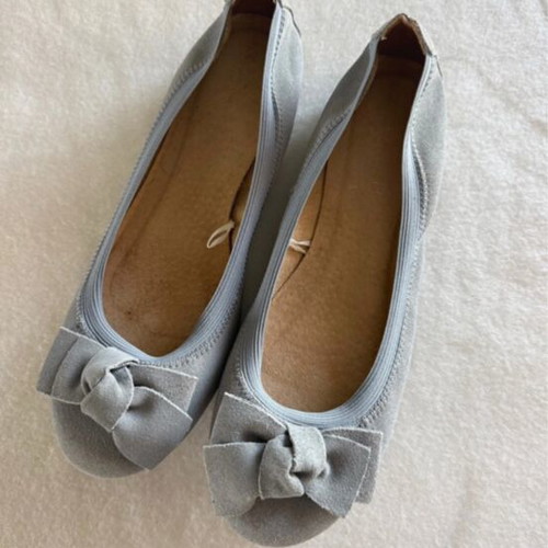 Ballerina flats with bow, grey, size 40