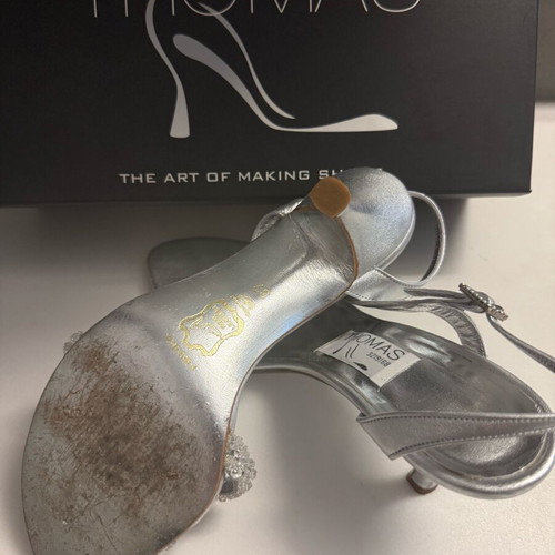 Thomas silver heels like new, size 38