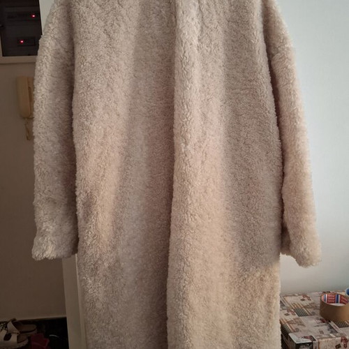 Cider oversized long beige faux fur coat