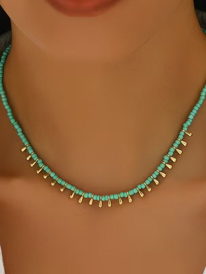 Boho summer necklace with beads and small drops new