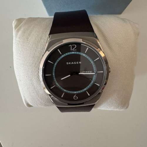 Skagen Melbye men's watch 40mm used with brown leather strap
