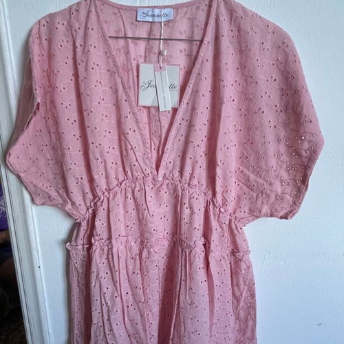 Jeannette Large ροζ καφτάνι με broderie, καινούργιο