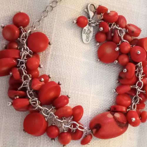Silver 925 bracelet with coral like new, Gregio adjustable