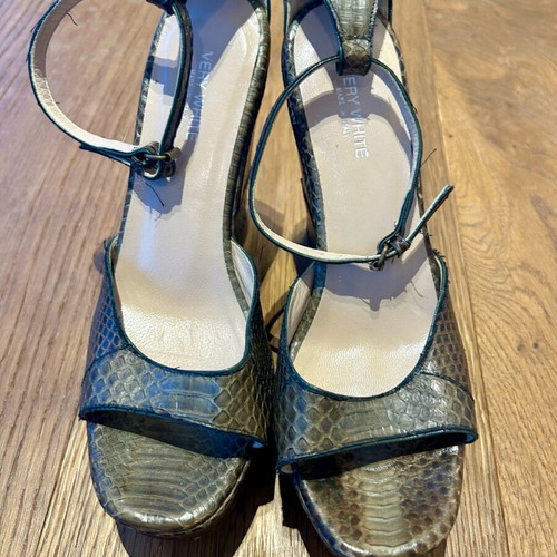 Very White platforms used, size 37, khaki with snake pattern