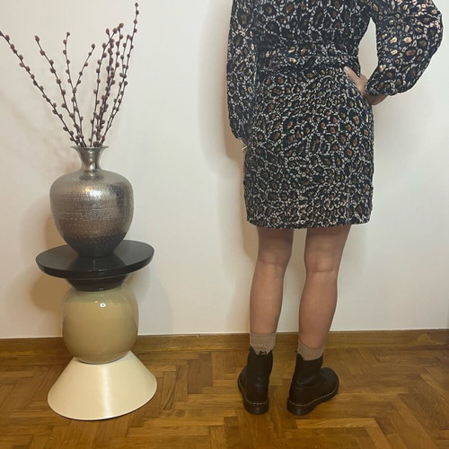 Mini velvet dress Traffic People black like new with impressive print