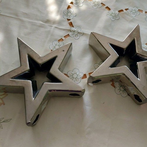 Metal stars used, set of 3, silver, 16 cm