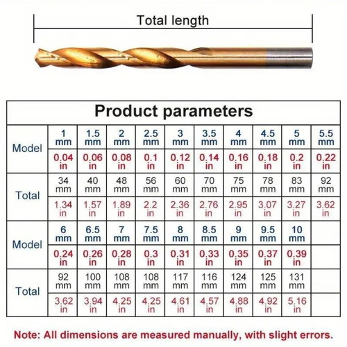 Titanium drill bits set of 19 pieces new