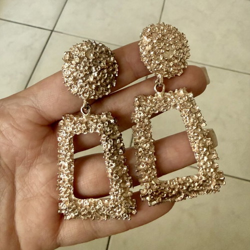 Gold dangle large vintage geometric earrings Zara used