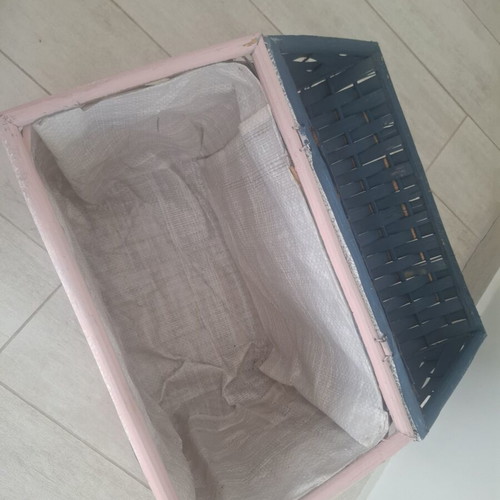 Wicker box house pink like new for baptism or storage