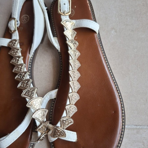 Envie white sandals with gold details, used, size 37