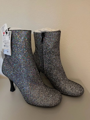 Zara disco girl boots new, multicolor silver