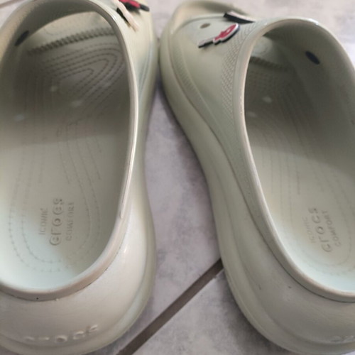 Crocs slippers used, size 40, colorful with charms