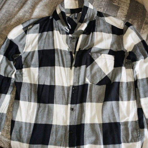 H&M Shirt Grey Checked Size M Like New