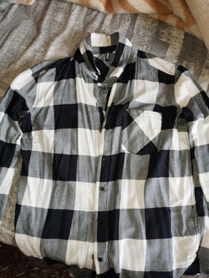 H&M Shirt Grey Checked Size M Like New
