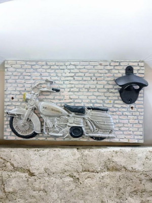 Handmade Harley Wall-Mounted Beer Opener Wood 30x17 cm new