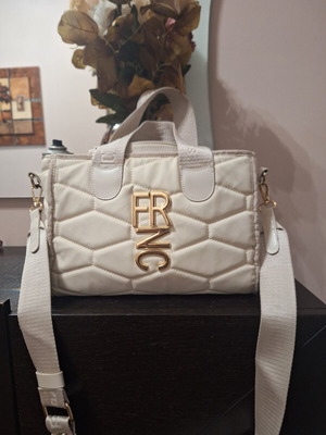 FRNC shoulder bag like new, ecru satin waterproof material