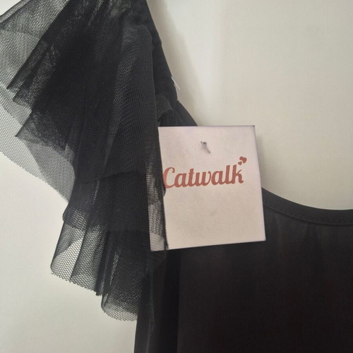 Bodysuit with tulle sleeves new, one size, black