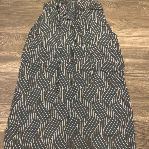 Sleeveless cotton dress small used, boho geometric print, brown