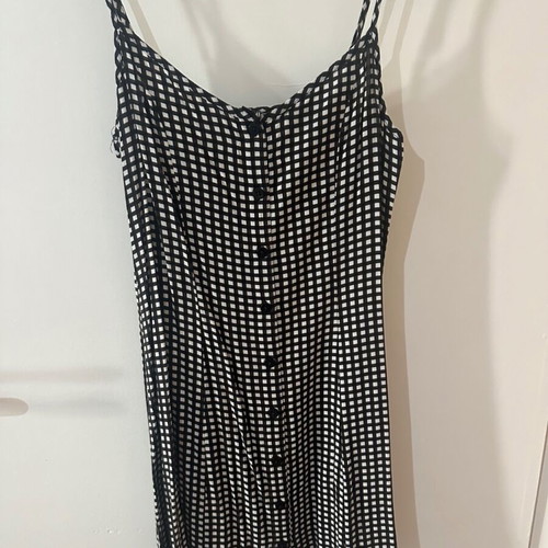 H&M Divided black and white check dress with straps and buttons, size S