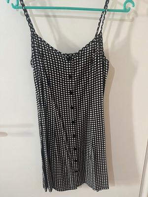 H&M Divided black and white check dress with straps and buttons, size S